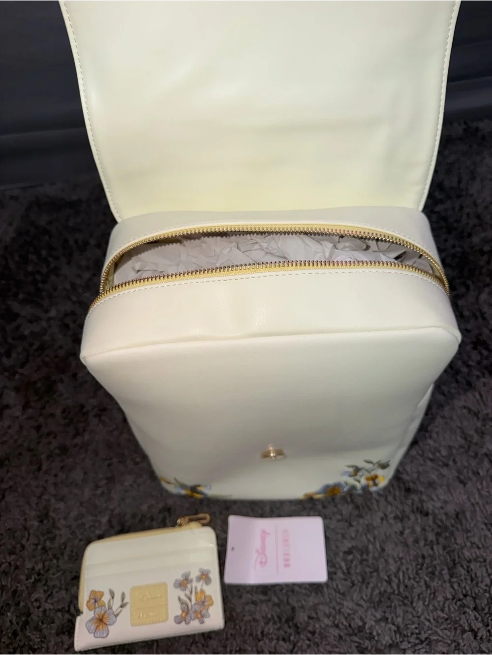Loungefly Disney Belle White Floral Backpack & Wallet Set